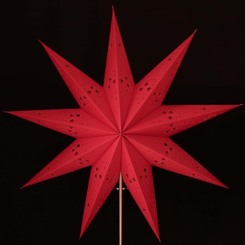 Mirissa Rot - Faltbarer Leuchtstern, Weihnachtsstern aus Papier mit 9 Zacken, 60 cm